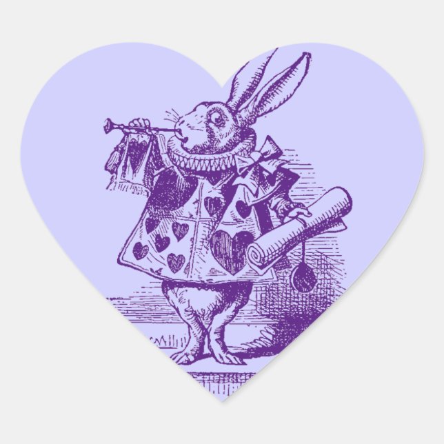 Vintage Alice in Wonderland White Rabbit Heart Sticker (Front)