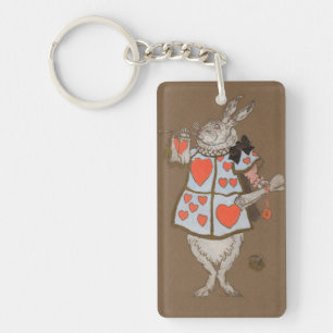 Vintage Alice in Wonderland White Rabbit Herald Key Ring