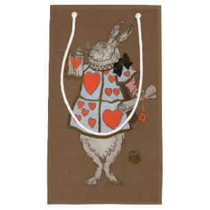 Vintage Alice in Wonderland White Rabbit Herald Small Gift Bag