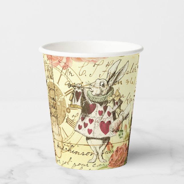 Vintage Alice in Wonderland White Rabbit  Paper Cups (Front)
