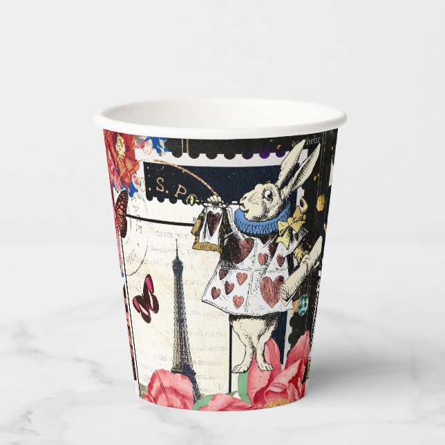 Vintage Alice in Wonderland White Rabbit  Paper Cups (Front)