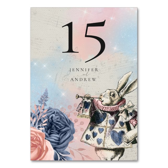 Vintage Alice in Wonderland White Rabbit Table Number (Front)