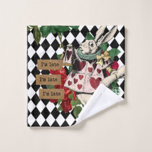 Vintage Alice in Wonderland White Rabbit Wash Cloth