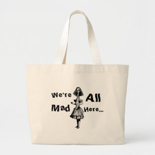 Vintage Alice Stretched in Wonderland Large Tote Bag