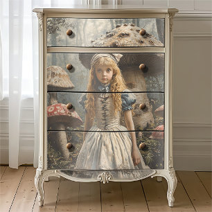 Vintage Alice Surreal Mushroom Forest Oil Painting Tissue Paper