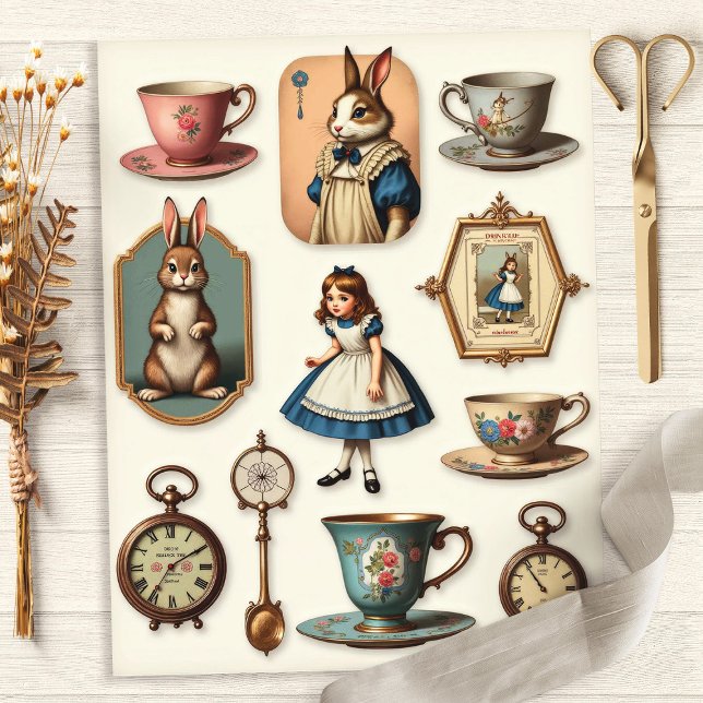 Vintage Alice Tea Party Fussy Cut Collection (Creator Uploaded)
