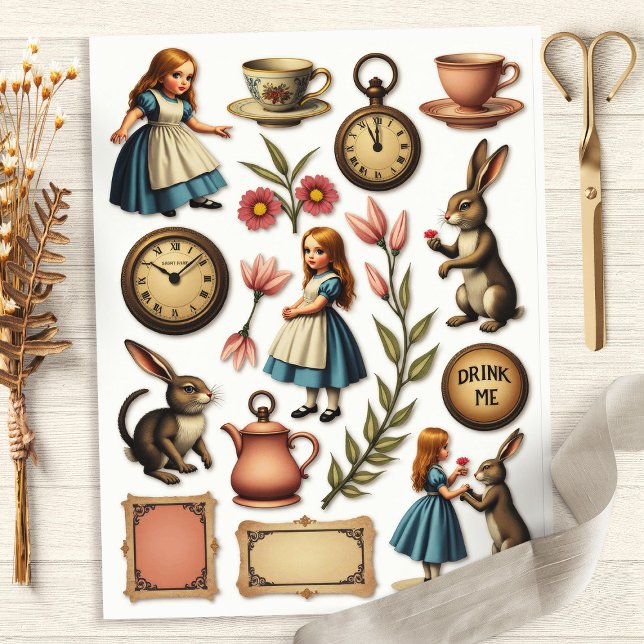 Vintage Alice Tea Party Fussy Cut Wonderland (Creator Uploaded)