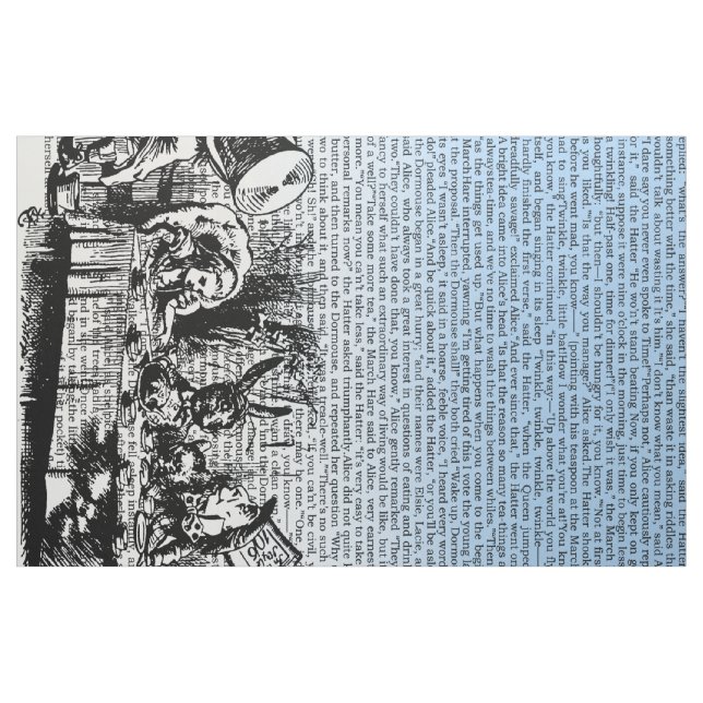 Vintage Alice Text And Border Blue Fabric (Fat Quarter)