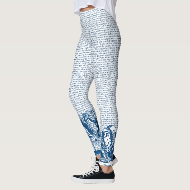 Vintage Alice Text And Border Blue Leggings (Left)