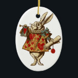 Vintage Alice White Rabbit Ceramic Tree Decoration<br><div class="desc">These t-shirts and other items have a stylised graphic of the vintage Victorian era Tenniel illustration of the White Rabbit from the classic Alice's adventures in Wonderland. Image has a worn texture for a faded,  distressed look.</div>