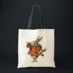 Vintage Alice White Rabbit Tote Bag<br><div class="desc">These t-shirts and other items have a stylised graphic of the vintage Victorian era Tenniel illustration of the White Rabbit from the classic Alice's adventures in Wonderland. Image has a worn texture for a faded,  distressed look.</div>