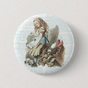 Vintage Alice Wonderland Favours Antique Book Page 6 Cm Round Badge