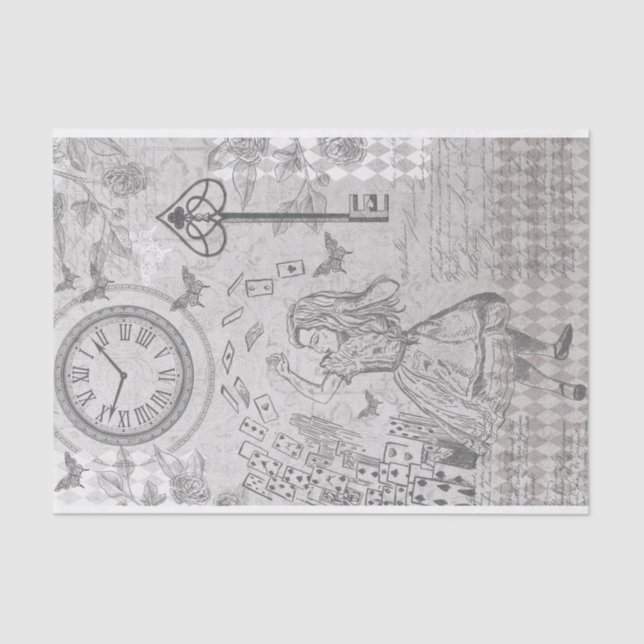 Vintage Alice Wonderland Playing Cards Decoupage Tissue Paper (Front)