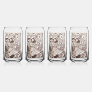 Vintage Alice's adventures in Wonderland (1907) Can Glass