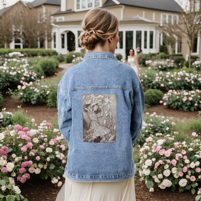 Vintage Alice's adventures in Wonderland (1907) Denim Jacket (Wedding Back)