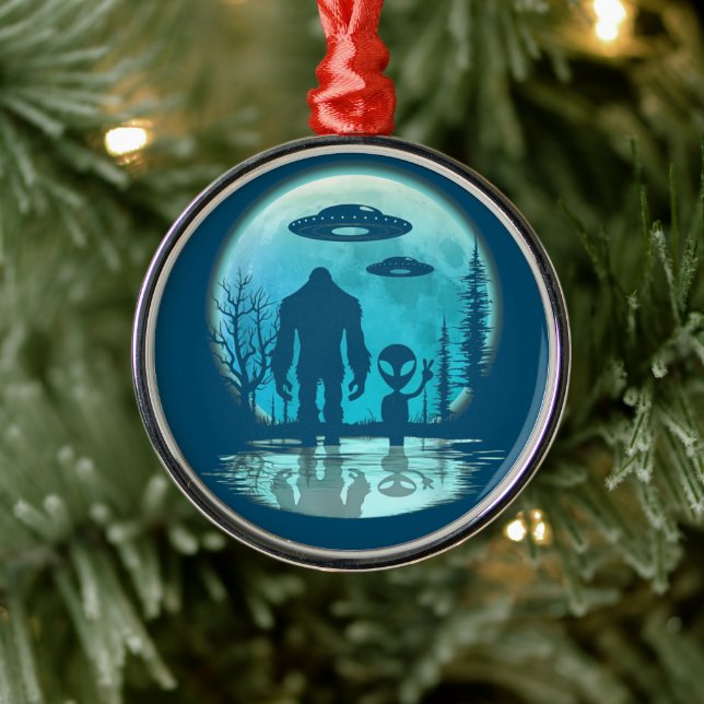 Vintage Alien Bigfoot Metal Christmas Ornament (Tree)