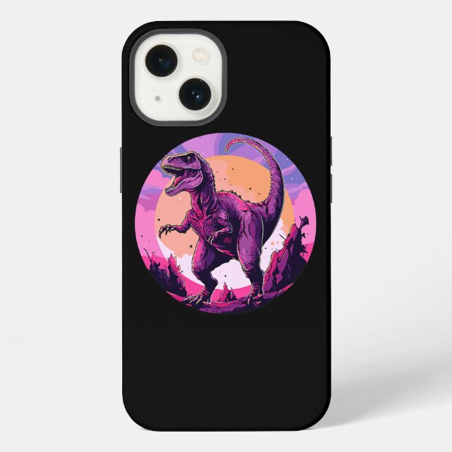 Vintage Alien Dinosaur in Outer Space iPhone Case (Back)