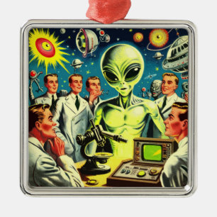 Vintage Alien Science Fiction Comics Metal Tree Decoration
