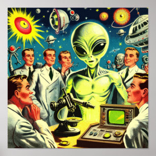 Vintage Alien Science Fiction Comics Poster