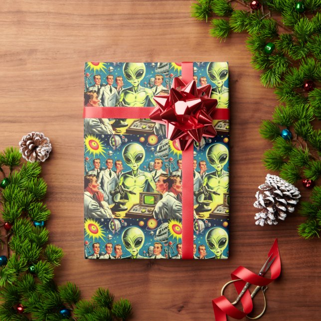 Vintage Alien Science Fiction Comics Wrapping Paper (Holiday Gift)
