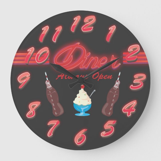 Vintage All American Diner Large Clock (Front)
