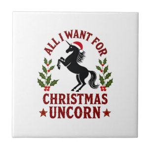 Vintage All I Want for Christmas Is a Unicorn Funn Tile