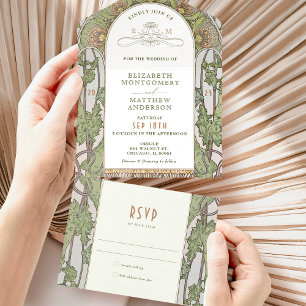 Vintage All in One Wedding Invitation by Mucha