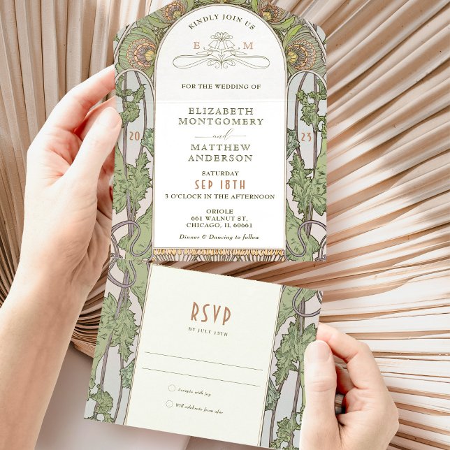 Vintage All in One Wedding Invitation by Mucha (Creator Uploaded)