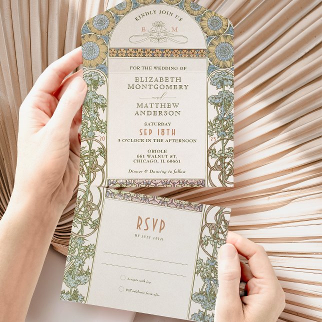 Vintage All in One Wedding Invitation by Mucha (Creator Uploaded)