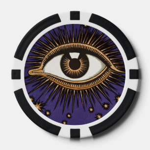 Vintage All Seeing Eye Mystic Celestial Art Poker Chips
