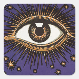 Vintage All Seeing Eye Mystic Celestial Art Square Sticker