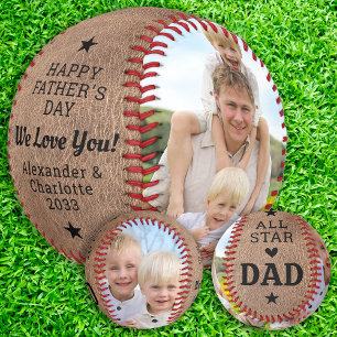 Vintage All Star DAD Custom 2 Photo Father's Day   Baseball