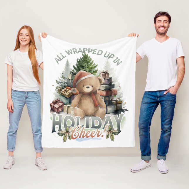 Vintage All Wrapped Up Holiday Fleece Blanket (In Situ)