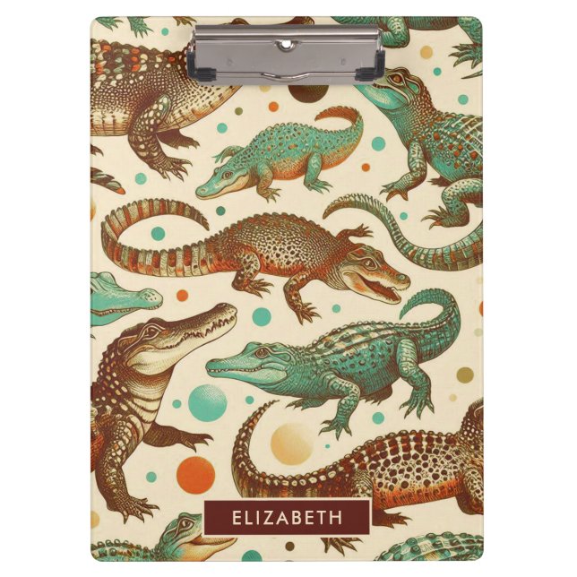 Vintage Alligator Seamlees Clipboard (Front)