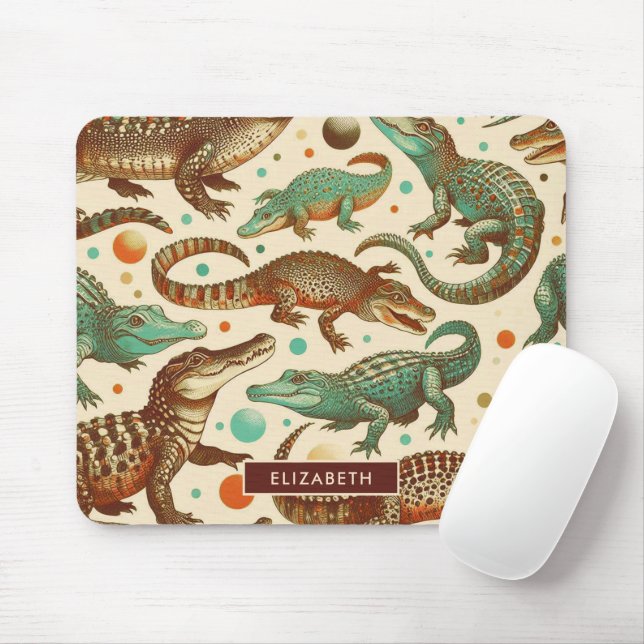 Vintage Alligator Seamlees Mouse Pad (With Mouse)