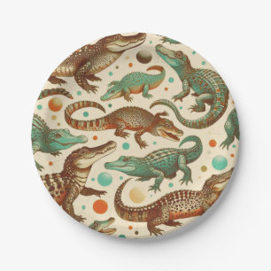 Vintage Alligator Seamlees Paper Plate