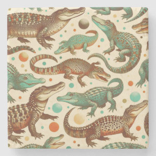 Vintage Alligator Seamlees Stone Coaster