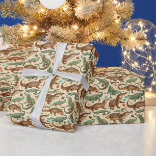 Vintage Alligator Seamlees Wrapping Paper