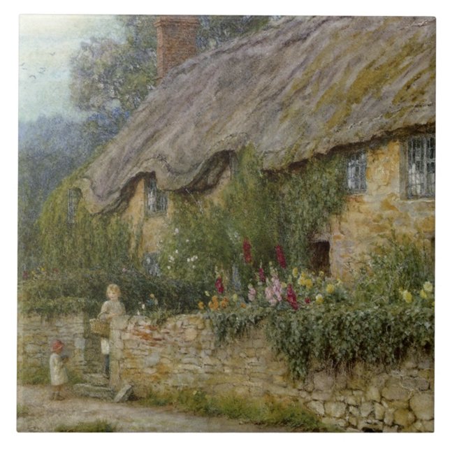Vintage Allingham Mother Child Entering A Cottage Tile (Front)