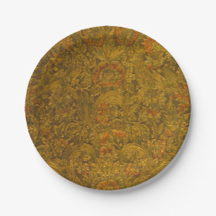 Vintage Allover Embossed Floral Pattern Paper Plate