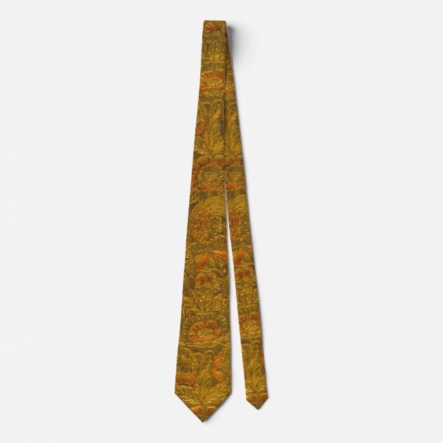 Vintage Allover Embossed Floral Pattern Tie (Front)