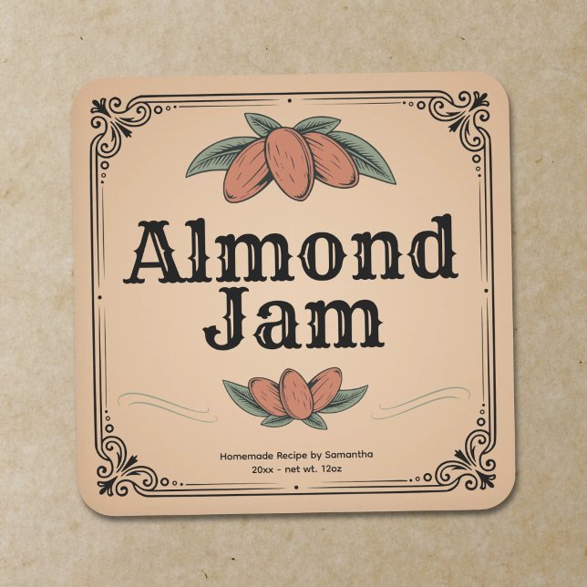 Vintage Almond Jam Label Sticker (Vintage Almond Jam Label Sticker)