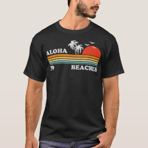 Vintage Aloha Beaches Hawaii Beach Retro Sunset 70 T-Shirt