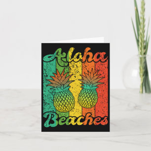 Vintage Aloha Beaches Pineapple Hawaiin Beach  Card
