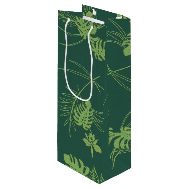 Vintage Aloha Gift Bag | Lau Barkcloth Green (Front Angled)