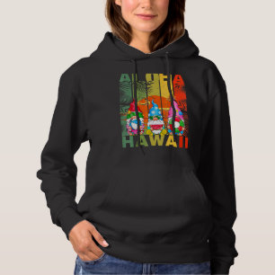 Vintage Aloha Hawaii Hawaiian Gnomies Beach Vacat Hoodie