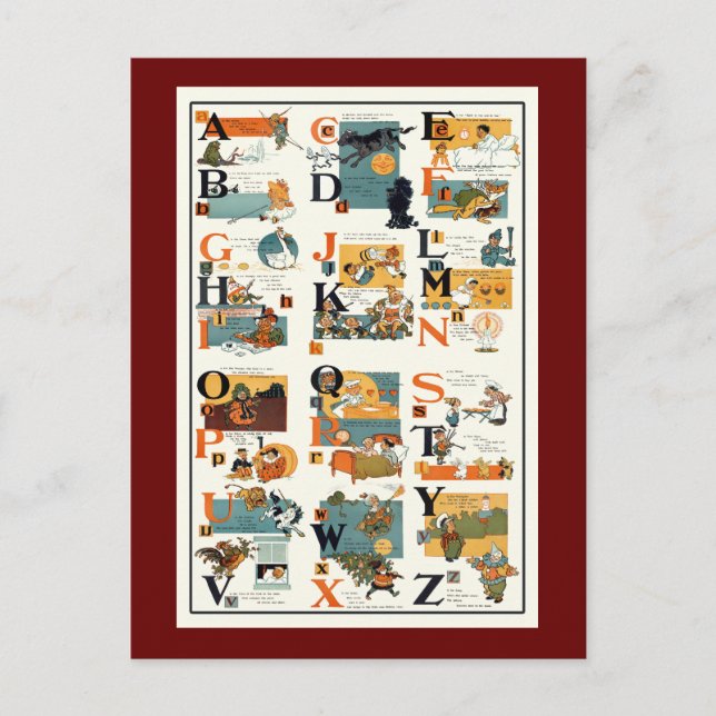 Vintage Alphabet Chart ABC Teachers Teaching gifts Postcard (Front)