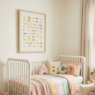 Vintage Alphabet in Pastel Colors Poster