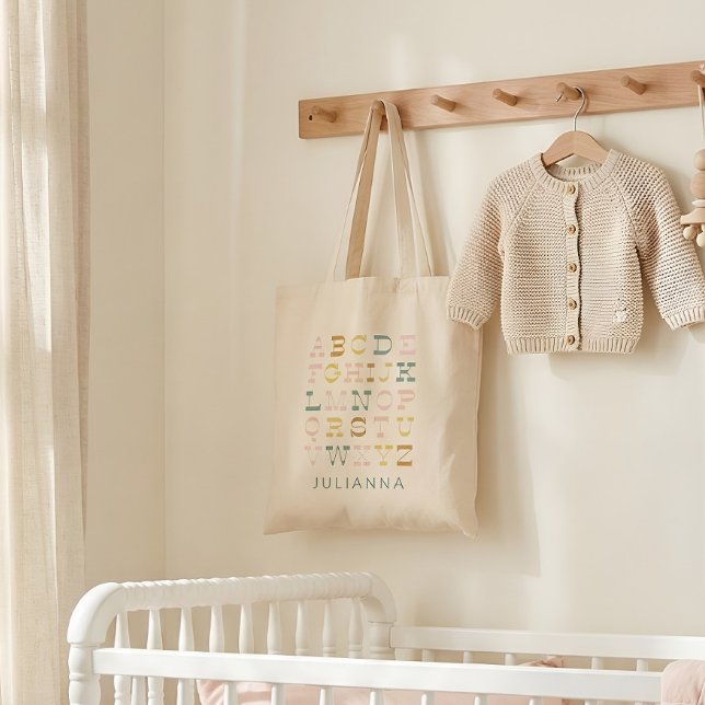 Vintage Alphabet Letters in Pastel Personalised  Tote Bag (Creator Uploaded)