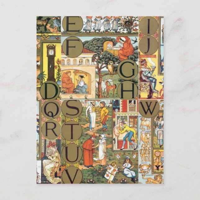 Vintage Alphabet Postcard (Front)